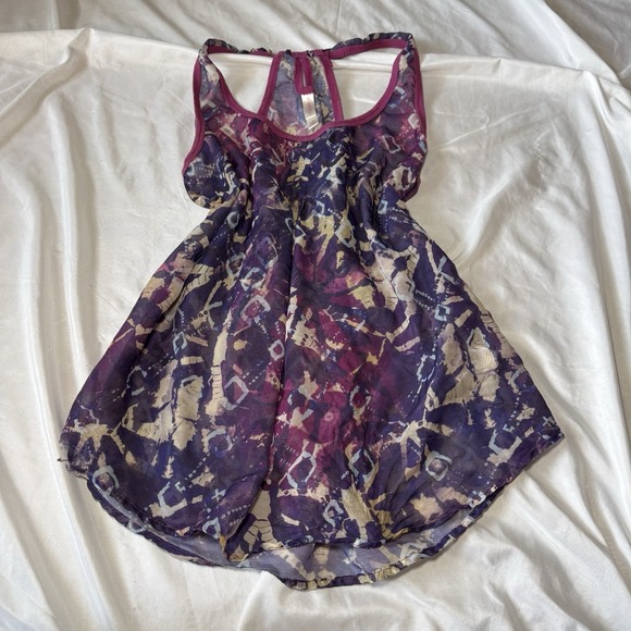 Xhilaration Tops - Xhilaration Purple Abstract Sheer Tank Top Racerback Flowy Size L